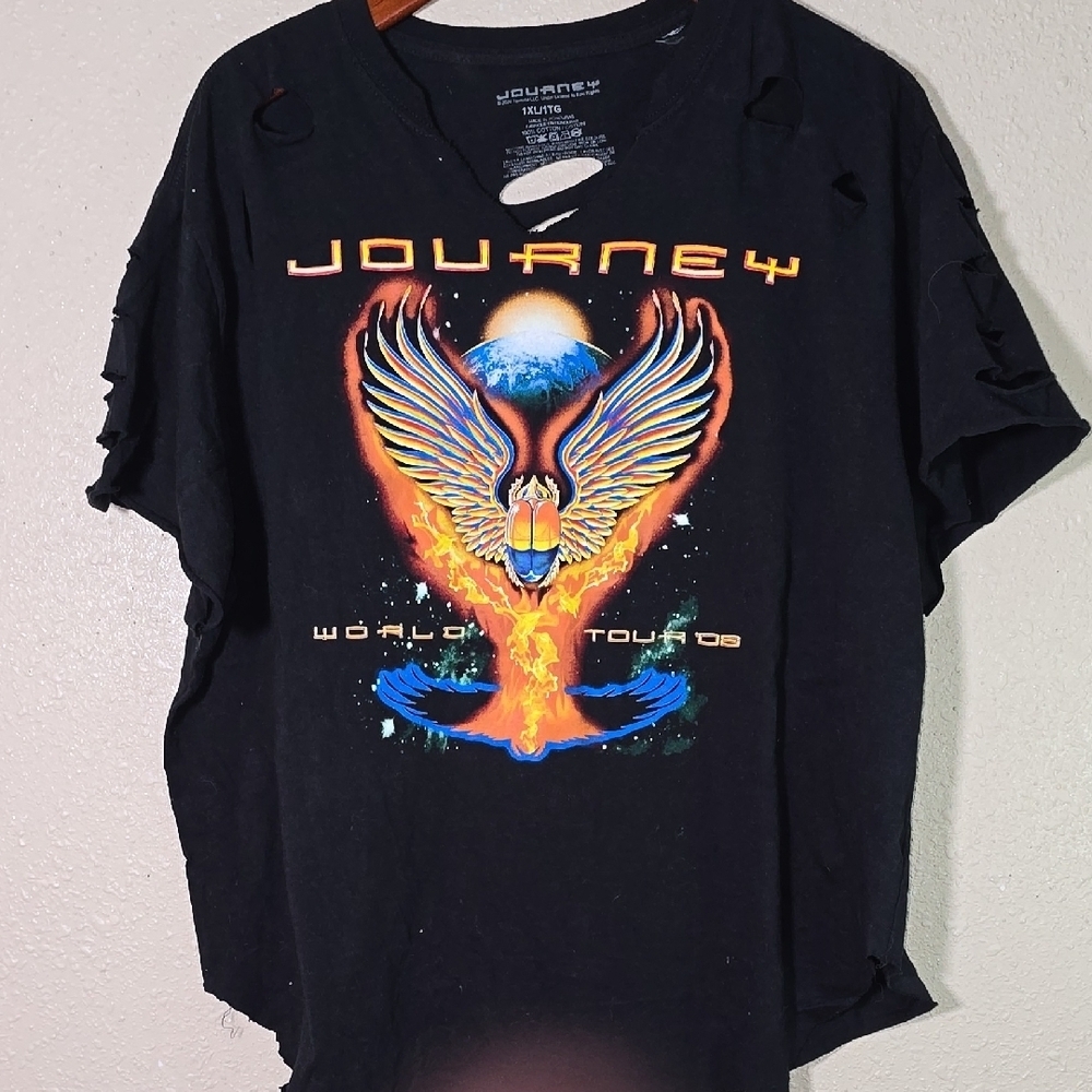 Journey Black Distressed Graphic Tee
